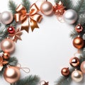 Christmas background rose gold balls AI Genelate Royalty Free Stock Photo