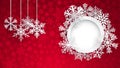 Christmas background with round frame and snowflakes Royalty Free Stock Photo