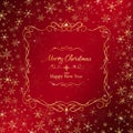 Christmas background rounding by golden snowflakes