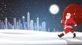 Christmas Background Santa Claus Carry Bag Of Gifts Over Night Winter City Landscape Holidays Concept Royalty Free Stock Photo