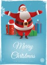 Christmas background with Santa Claus. Cute christmas Santa with bag presents. Merry Christmas and Happy New Year Royalty Free Stock Photo