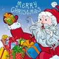 Christmas background Santa Claus with gifts