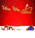 Christmas background with Santa Clause riding his reindeer sleight Royalty Free Stock Photo