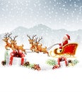 Christmas background with Santa Clause riding his reindeer sleight Royalty Free Stock Photo