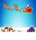 Christmas background with Santa Clause riding his reindeer sleight Royalty Free Stock Photo