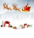 Christmas background with Santa Clause riding his reindeer sleight Royalty Free Stock Photo