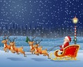 Christmas background with Santa Clause riding his reindeer sleight Royalty Free Stock Photo