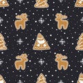 Christmas background. Seamless pattern with Gingerbread cookies Royalty Free Stock Photo