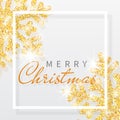 Christmas background with shining silver snowflakes and white frame. Merry Christmas and Happy New Year card. Vector Illustration Royalty Free Stock Photo