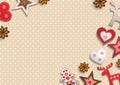 Christmas background, small scandinavian styled decorations lying on polka dot patterned backdrop, illustration Royalty Free Stock Photo