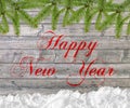 Christmas background with snow pine tree and Happy New Year Royalty Free Stock Photo