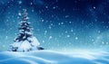 Christmas background with snow.Winter night landscape.