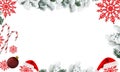 Christmas background snowflake frame border decoration New Year celebration holiday season winter Santa hat Royalty Free Stock Photo