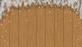 Christmas background with snowflakes on brown wood texture,Vector Winter scene with snowing on wooden panel texture,3D display Royalty Free Stock Photo