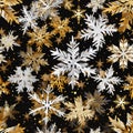 Christmas background from snowflakes on a dark background. Seamless patern Royalty Free Stock Photo