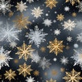 Christmas background from snowflakes on a dark background. Seamless patern Royalty Free Stock Photo