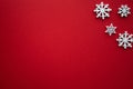Christmas background.Snowflakes on red  background. Royalty Free Stock Photo