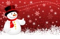 Christmas background with snowflakes and snowman