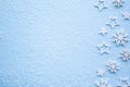 Christmas background.Snowflakes and stars blue background. Royalty Free Stock Photo