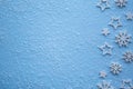 Christmas background.Snowflakes and stars blue background. Royalty Free Stock Photo