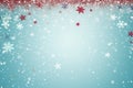 Christmas background with snowflakes and stars on a light blue background. Generative AI Royalty Free Stock Photo