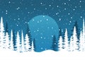 Christmas background with snowy tree landscape