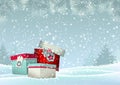 Christmas background with stack of colorful Royalty Free Stock Photo