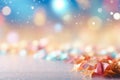 Christmas background with stars shape and golden glitter, luxury blurry bokeh shining light, generative AI Royalty Free Stock Photo