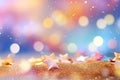 Christmas background with stars shape and golden glitter, luxury blurry bokeh shining light, generative AI Royalty Free Stock Photo