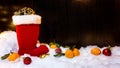 Christmas background with stuffed Santa Claus boot Royalty Free Stock Photo