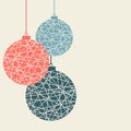 Christmas background with stylized Christmas balls Hanging. Vintage color.