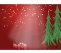 Christmas background with tree and ornaments with the ray of light coming from the heaven to give gifts Royalty Free Stock Photo