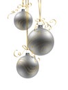 Christmas Background With Silver Baubles On White Background