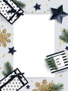 Merry Christmas or Happy New Year background in trendy black, White and gold colors Royalty Free Stock Photo