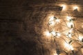 Christmas background - vintage planked wood with lights and free