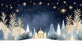 Christmas Background Wallpaper with a abstract Church and golden Stars and Palms