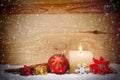 Christmas background with white advent candle. Royalty Free Stock Photo