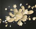 Christmas background with white and golden snowflakes. Dark vers