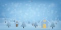 Christmas background of winter elegant. The village in hill with winter elegant blue bokeh. Vector