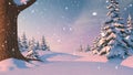 Christmas Background, Winter Forest. Beautiful 3d animation, seamless looping, 4K