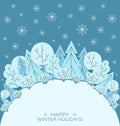 Christmas background. Winter forest. Fairy tale winter landscape.