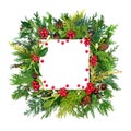 Traditional Winter Holly and Greenery Background Border Royalty Free Stock Photo