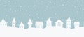 Christmas background. Winter landscape. Seamless border. White houses on a gray blue background Royalty Free Stock Photo