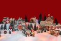 Christmas background of winter miniature scenery with kids