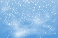 Christmas background. Winter snow landscape vector illustration. Falling snow, blue sky, fog Royalty Free Stock Photo