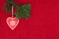 Christmas background wool knitted fabric with vintage decoration Royalty Free Stock Photo