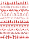 Set Of Christmas Red Vector Borders With Variety Of Christmas Elements Isolated On A White Background. Royalty Free Stock Photo