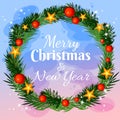 Christmas background with fir wreath