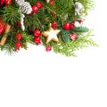 Christmas Background with Xmas Decoration, Xmas Tree Twig Royalty Free Stock Photo