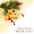 Christmas background - Xmas gift, gold decoration